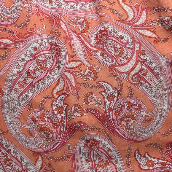 Maurices- Women's Vintage Sheer Vibrant Orange Paisley Print Blouse Size: Medium - Picture 6 of 7